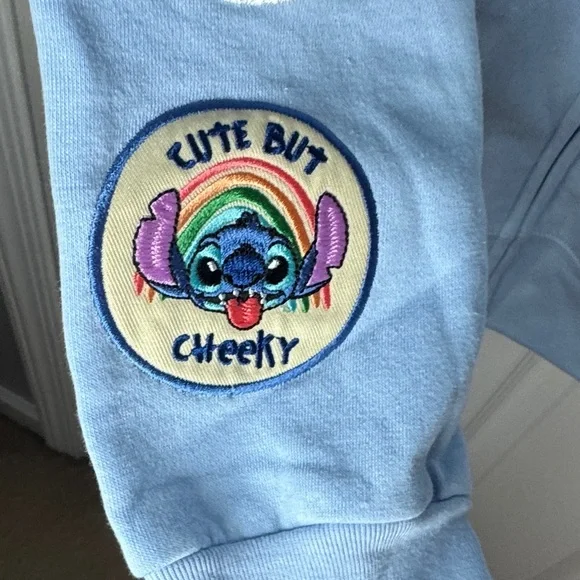 Disney Light Blue Stitch Hoodie with Patches Medium NWT - Picture 13 of 13